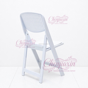 <span class=keywords><strong>Silla</strong></span> <span class=keywords><strong>Plegable</strong></span> Moderna de Plástico Blanco, <span class=keywords><strong>Silla</strong></span> Portátil Ligera de Resina PP con Respaldo Tejido para Eventos y Fiestas al Aire Libre - Product Image 3
