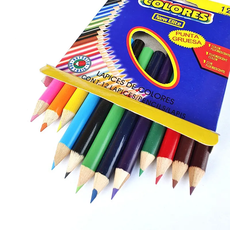 도매 박스형 컬러 연필 세트 12 색 어린이 학생 드로잉 충전 색상 리드 만화 낙서 연필 편지지