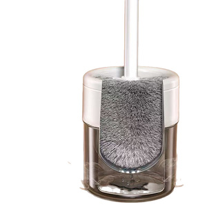 ชุดแปรงขัดห้องน้ำแบบติดผนัง ถ้วยพลาสติกทรงสี่เหลี่ยม แปรงทนทาน ทำความสะอาดง่าย เครื่องมือทำความสะอาดห้องน้ำ - Product Image 4