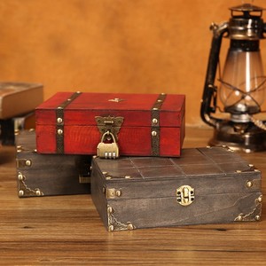 Classic <b>Lockable</b> Wooden Jewelry <b>Box</b> Solid Color Flip Opening Home Organizer Wedding Favor <b>Storage</b> <b>Box</b> - Product Image 1