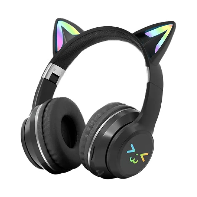 Gradient Wireless Headphones RGB Cute cat Ear Earphones with Microphone Stereo Music Game Earphone Girls Kids Gifts