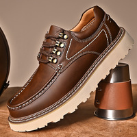 Bottes de travail en cuir véritable noir, mi-mollet, bout rond, lacets, semelle EVA, grande taille 46