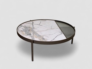 Venta al por mayor Premium gris claro moderno sala de estar muebles de metal Luz de lujo mesa de centro de piedra - Product Image 2