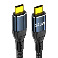Câble de données USB-C personnalisé à coudure latérale, coudure centrale ou coudure en U pour ordinateur portable, câble de charge rapide 240W pour téléphone, câble de données USB-C tressé