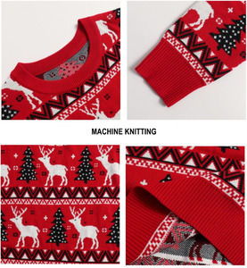 <strong>Cheap</strong> Price Free Sample Reindeer Acrylic Jacquard Knitting Breathable Knit <strong>Jumper</strong> Light up Xmas <strong>Christmas</strong> Sweater for Family - Product Image 4