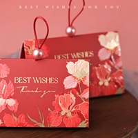 Boîte à dragées Shaher rétro de luxe avec poignée en perles, personnalisable avec logo, imprimé floral triangulaire, pour mariage, bijouterie, boutique