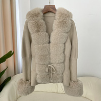 Designer 2025 Cardigan décontracté en fausse fourrure de renard pour femme Manteau d'hiver en laine mélangée tricotée