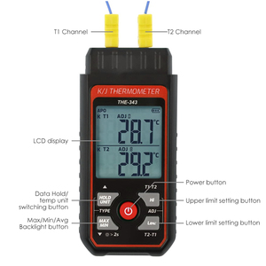 Dual Channel thép không gỉ công nghiệp Nhiệt kế kỹ thuật số K/J đầu dò dữ liệu nhiệt độ <span class=keywords><strong>logger</strong></span> - Product Image 2