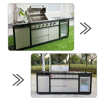 Barbecue à gaz de luxe moderne haut de gamme, 4 brûleurs, acier inoxydable, barbecue extérieur, brûleur latéral, rôtissoire motorisée, zone de cuisson 66x46cm