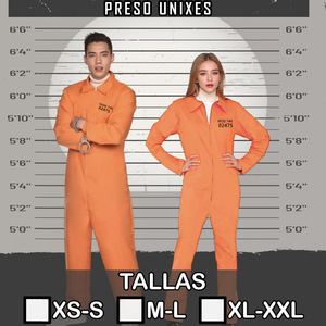 Disfraz de Prisionero Adulto para Halloween, Mono para Fiesta, Juego de Roles, Cosplay, Color Naranja para Hombre, Nailon y Poliéster, Venta al Por Mayor - Product Image 6