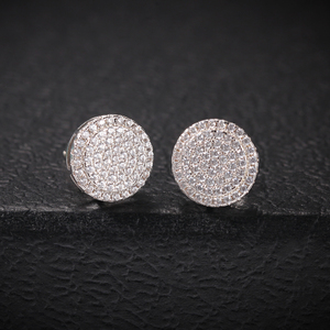 Thời Trang Trắng Mạ Vàng Sterling Silver <span class=keywords><strong>925</strong></span> Stud Earrings Bling Bling Vít Trong Trở Lại Sang Trọng Rapper Bông Tai - Product Image 4