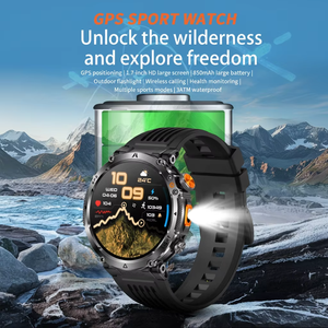 Montre connectée GPS de sport en plein air Ht42 la plus récente 2026 avec lampe de poche, altimètre, baromètre, boussole, étanche 3ATM pour hommes - Product Image 1