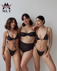 MLY Maßgeschneiderter Badeanzug Leoparden-Dreieck-<span class=keywords><strong>Bikini</strong></span> Frecher Bedruckter Recycelter Stoff Sexy Brasilianischer Badeanzug - Product Image 1
