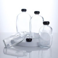 Bouteille plate en verre 200ml 250ml 500ml transparente pour café froid, jus, boissons, liqueur, thé