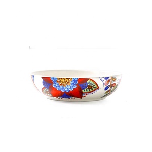 Creative Hand-painted Round Pottery Dessert Dish Bohemian Dinner <b>Set</b> - Product Image 3