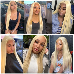 10A 13*4 #   Parrucca Frontale in Pizzo Biondo 613, <span class=keywords><strong>Capelli</strong></span> Umani <span class=keywords><strong>Veri</strong></span> Lunghi e Lisci per Donne - Product Image 5