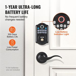 DB卸売キーレスエントリードアロック自動ロック指紋キーパッドコード/キーキー付き2レベルハンドル付きウッドドア - Product Image 5