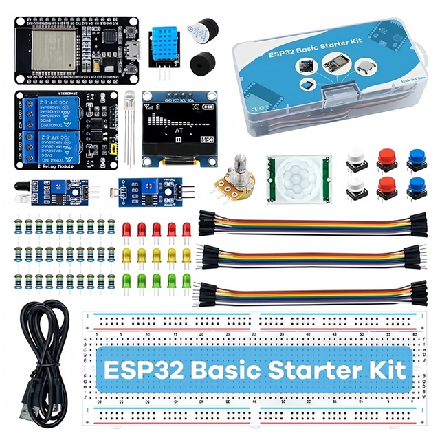 TOPCUS Starter Kit for ESP32 Esp-32s WIFI Module OT Development Board Learning Kit ESP32 Basic Starter Kit