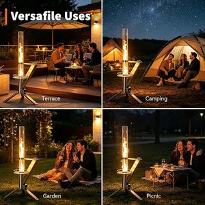Modern Outdoor Wood Pellet <b>Fire</b> <b>Pit</b> Heater Glass Tube Stainless Steel Smokeless <b>Portable</b> Design for Camping Garden Backyard Use - Product Image 5
