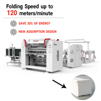 Machine de pliage automatique de mouchoirs en papier ONEPAPER haute vitesse avec moteur, boîte de vitesses et roulement PLC pour mouchoirs pliés en V et en interfold