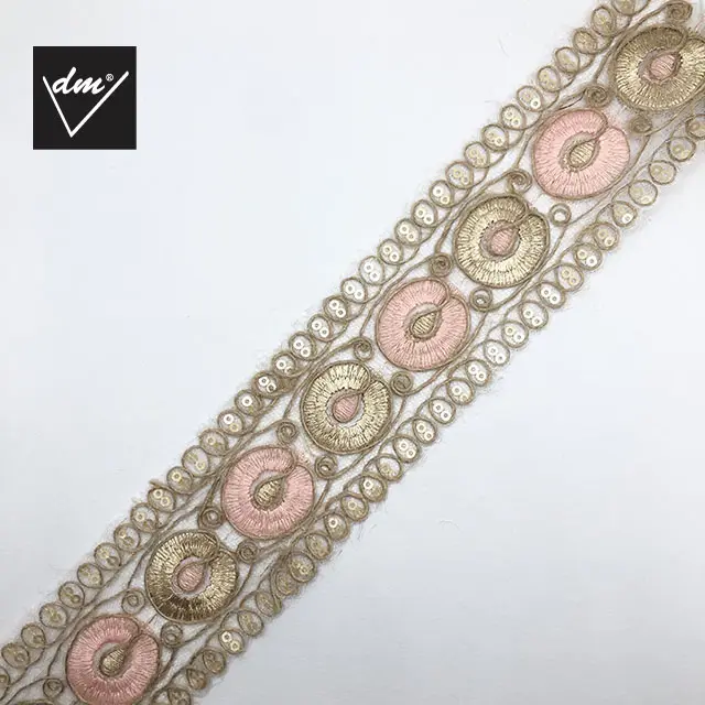 Water Soluble Colored Floral Sustainable Lace Trimming for Garment