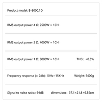 Amplificateur de voiture mono de classe D de style brésilien à haute efficacité 8000W, super puissant, professionnel, avec cornet de subwoofer en aluminium