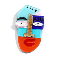 Broche en acétate d'acrylique de style européen et américain, motif visage abstrait de Van Gogh et dessin animé, inspirée de Picasso, pour la mode, les mariages et les cadeaux