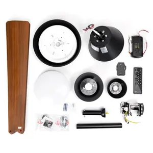 พัดลมเพดานพร้อมไฟ, 52 นิ้ว, 4 ใบพัด, 6 ระดับความเร็ว, สีดำ - เหมาะสำหรับทำให้อากาศสดชื่นและปรับปรุงสภาพแวดล้อม - Product Image 2