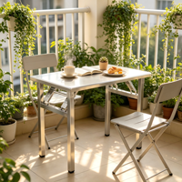 Table rectangulaire pliante en acier, pieds repliables, antirouille, facile à nettoyer, portable pour entrepôt, salle à manger, stand alimentaire, restauration extérieure