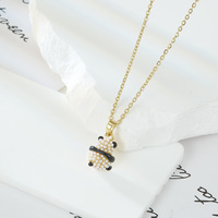 Ensemble collier et boucles d'oreilles panda en cuivre plaqué or 18 carats de style vintage de luxe pour femmes perle bijoux de mode en gros