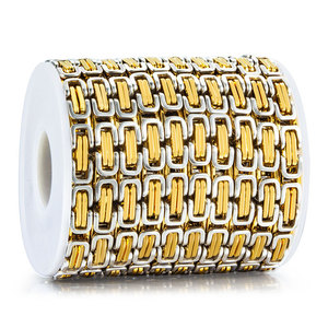 Cadena Bizantina Gruesa de Acero Inoxidable en Dos Tonos, Dorado y Plateado |   Diseño Robusto para la Fabricación de Joyería, Pulseras y Collares para Hombre - Product Image 5