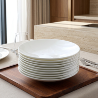 Assiette à dîner personnalisée en porcelaine fine, ronde, blanche, pour la maison, le restaurant, OEM ODM