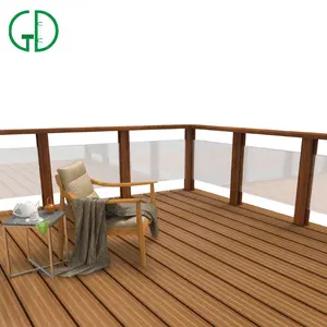 GD-barandilla de terraza de aluminio, sistemas de vidrio, diseños de altura compuesta para porche frontal, balcón, barandilla