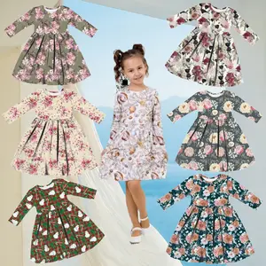 新しい花の子供の女の子のドレス長袖vestido bebes素敵な秋冬の赤ちゃんの女の子のドレス3年卸売