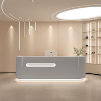 Comptoir de réception moderne en bois massif, durable et écologique pour salon de beauté, salon de coiffure, clinique dentaire, magasin de vêtements et bar