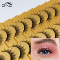 Faux cils en vison naturel faits à la main emballage personnalisé cils de cheveux synthétiques moelleux