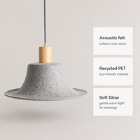 Lampes suspendues en feutre qui absorbent l'écho de la pièce et atténuent le bruit, pour une ambiance plus calme et plus silencieuse dans les salles à manger, les bureaux et les halls.