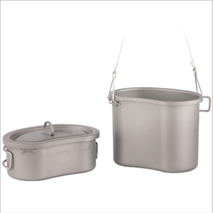 Cacerola de titanio de alta calidad para acampar y cazar al aire libre con asas tipo mariposa, cantimplora de 740 ml, plato/tazón de 380 ml - Product Image 2