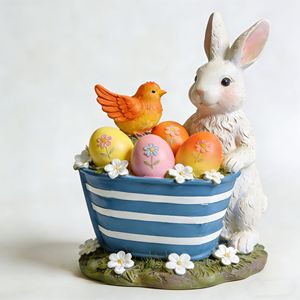 DAMAI Chaise à bascule lapin en résine, motif œuf de Pâques mignon, artisanat décoratif pour la maison, ornements pour mariages, anniversaires et arrangements de table - Product Image 4