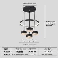 Lampe suspendue carrée LED en fer noir, abat-jour en acrylique, design nordique moderne et minimaliste, éclairage pour table à manger, comptoir de bar, salon