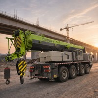 Grue de camion d'occasion haute performance 100 tonnes ZTC1000V663 en stock, hauteur 88,4 m, commande hydraulique proportionnelle