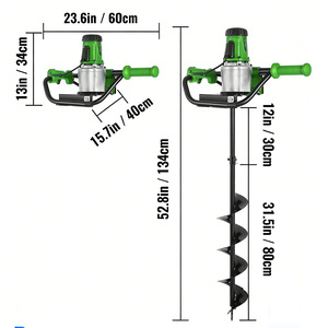 Tarière électrique VERTAK 1200W robuste pour le forage de trous au sol, idéale pour la plantation d'arbres et le creusement de clôtures - Product Image 2