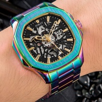 Montre mécanique automatique pour homme, montre mécanique de luxe, logo personnalisé, acier inoxydable, résistante à l'eau, montre pour homme