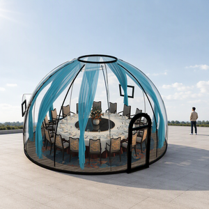 บ้านโดมโพลีคาร์บอเนตใส กันน้ำ กันลม กันแดด พร้อมไฟ LED 360 องศา °   ร้านอาหารคาเฟ่พร้อมเต็นท์งานแต่งแบบพาโนรามา - Product Image 1