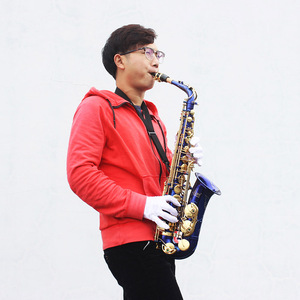 <span class=keywords><strong>SLADE</strong></span> Saxophone Alto Eb E Plat Laiton Laqué Or Arabesque <span class=keywords><strong>Sax</strong></span> Bleu Avec Étui Gants Chiffon De Nettoyage <span class=keywords><strong>Sax</strong></span> Pièces & Accessoires - Product Image 3