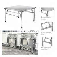 Table pliante en acier inoxydable de qualité commerciale, station de préparation alimentaire robuste pour la restauration, le barbecue et la cuisine en plein air