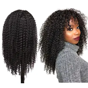 Afro kinky Curly Brazilian Human Hair Swiss HD Film African American 360 Lace Frontal Wigs For Black Women