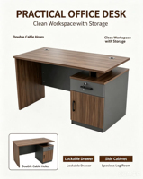 Bureau de travail moderne en mélamine, poste de travail stratifié en bois pour bureau à domicile