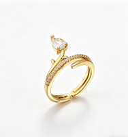 Bague ouverte de luxe en forme de tulipe, ultra-brillante, en zircon, motif floral, unisexe, la plus vendue, en cuivre plaqué or