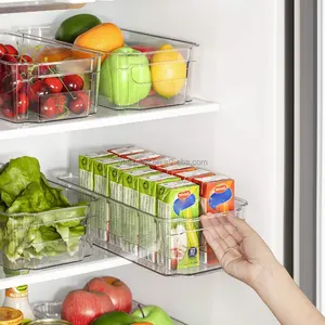 Buzdolabı organizatör kovaları için temizle plastik saklama kutuları buzdolabı dondurucu mutfak dolabı kiler plastik saklama kutuları & kutuları